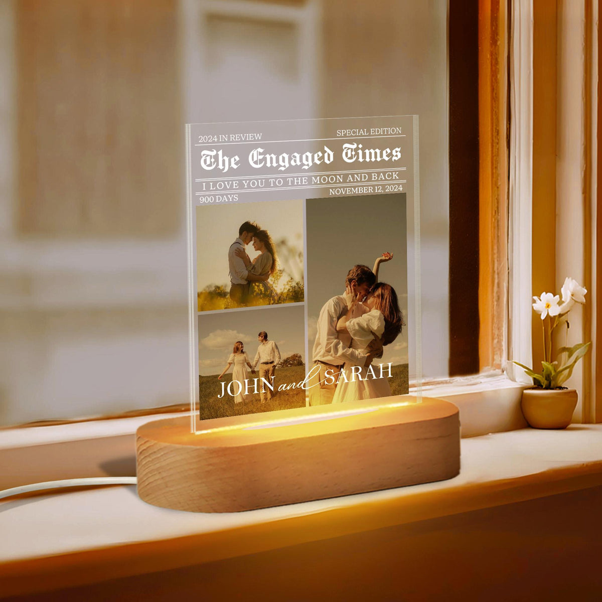 The Wedding Times, Personalized Couple LED Night Light, Custom Photo Night Light, Anniversary Gift for Couple, Wedding Gift, Gift for Her