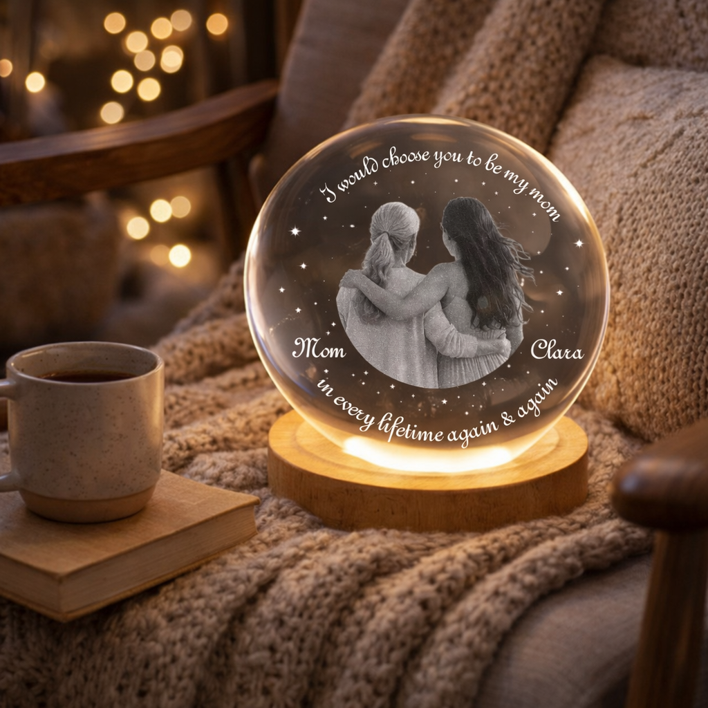 Mom I Would Choose You Every Lifetime - Personalized Crystal Night Light - Gift For Mom, Mother's Day