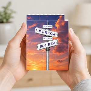 Personalized Family Names Date of Birth Vintage Street Sign - Personalized Shaped Building Brick Blocks