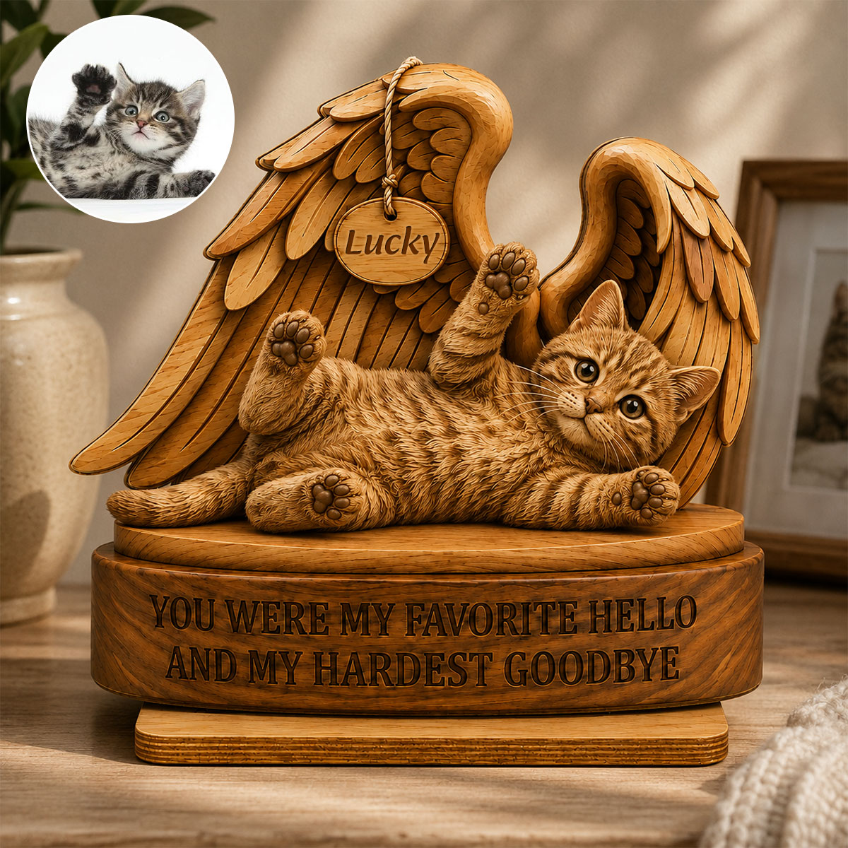 My Favorite Hello and Hardest Goodbye Pet Memorial - Personalized 2-Layered Wooden Plaque