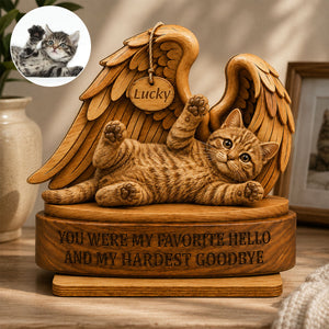 My Favorite Hello and Hardest Goodbye Pet Memorial - Personalized 2-Layered Wooden Plaque