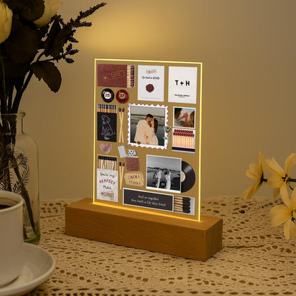Personalized Photo Night Light Customized Couple Gift Romantic Matchbook LED Decor for Anniversary, Birthday, Wedding, Valentine, Him, Her