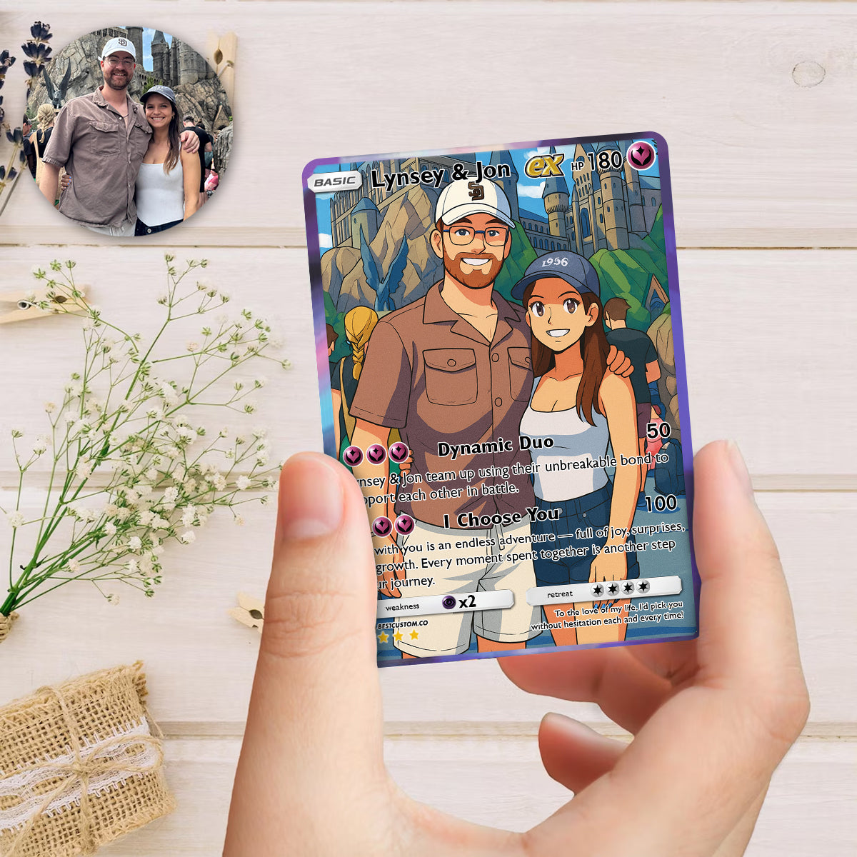Custom Couple Pokemon Card, Personalized Anniversary Trading Card, Anime Couple Poke Art Card, Love Art Card, Wedding Gift, Anniversary Gift