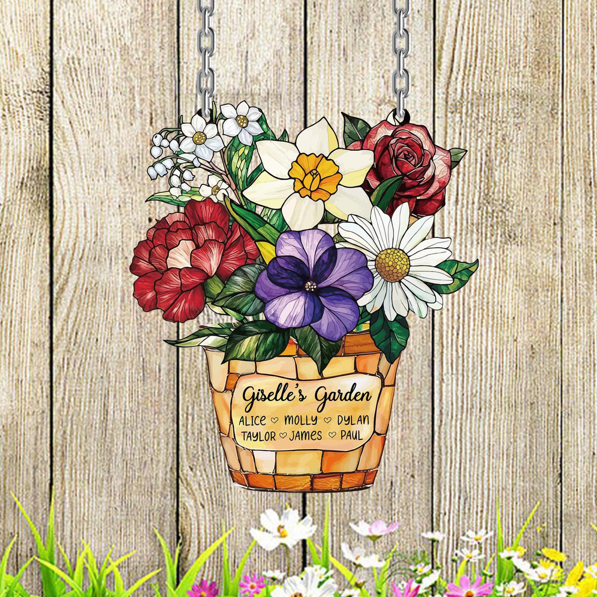 Custom Flowers Garden Sign, Personalized gifts, Personalized Mom s Garden Gift, Livingroom Decor, Flower Decoration Gift