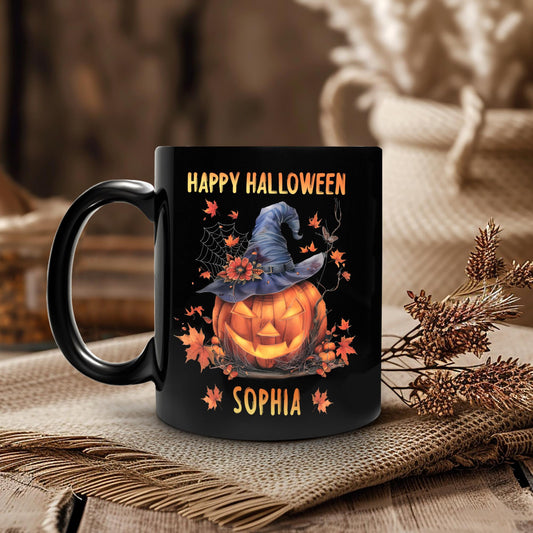 Personalized Happy Halloween Halloween Coffee Mug, Pumpkin Witch Gift For Her Women, Halloween Pumpkin Mug, Halloween Party Decor