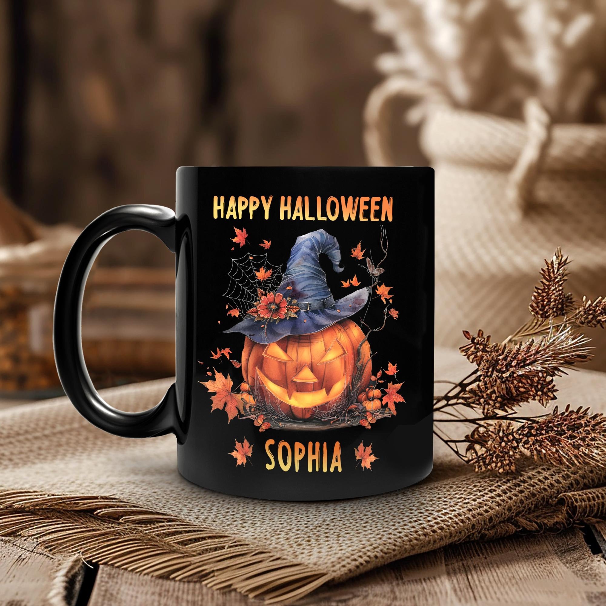 Personalized Happy Halloween Halloween Coffee Mug, Pumpkin Witch Gift For Her Women, Halloween Pumpkin Mug, Halloween Party Decor