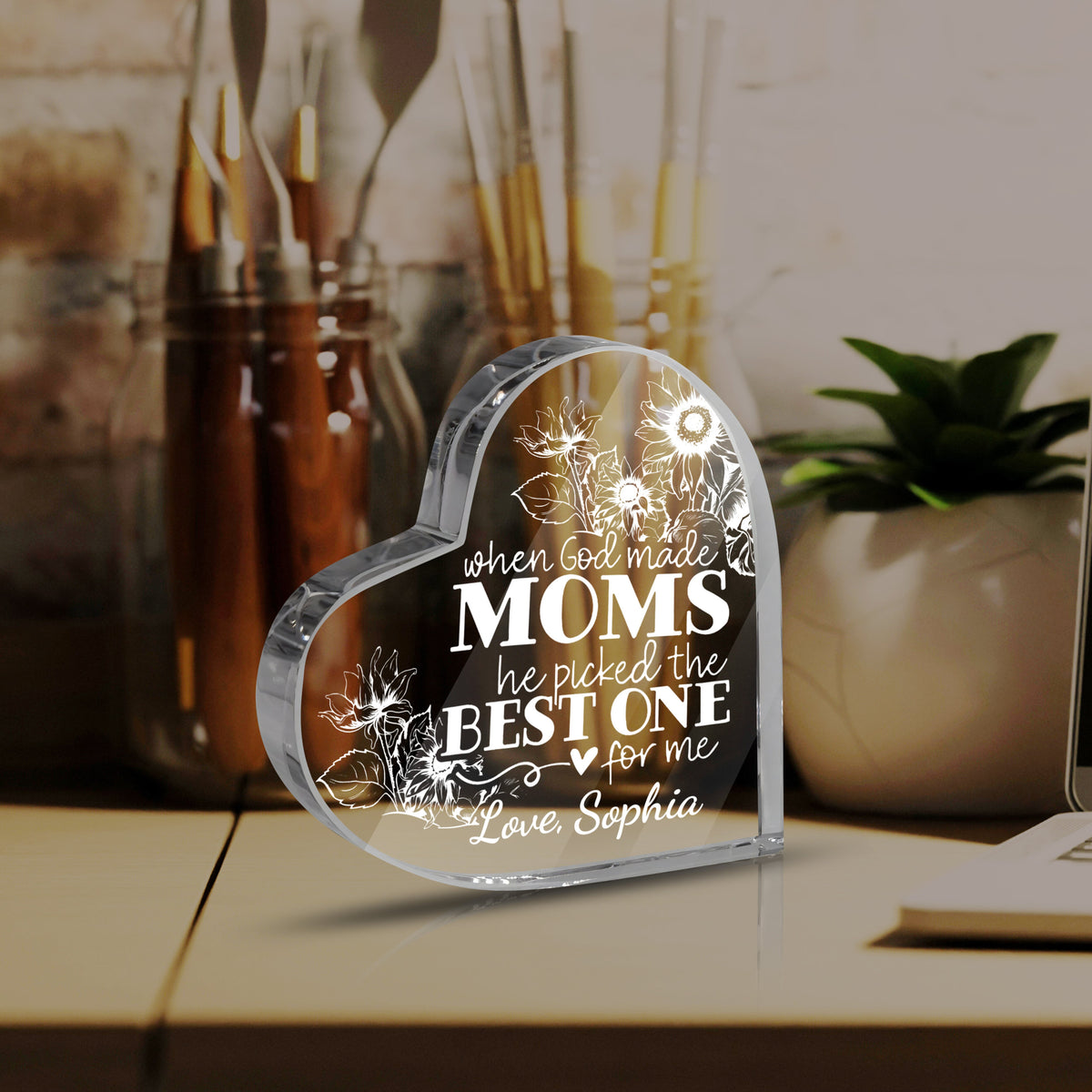 When God Made Moms He Picked The Best One For Me - Personalized Heart Shaped Acrylic Plaque - Gift For Mom, Mother's Day, Birthday Gift