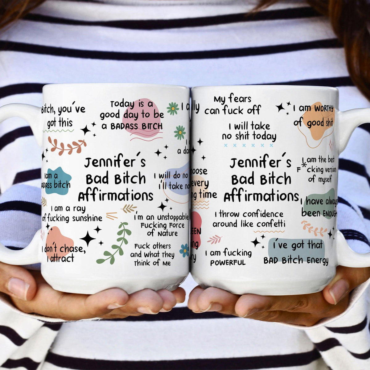 Bad Btch Affirmations Funny Mug For Coworkers, Friends, Self Gift, Daily Reminder Cup, Positive Vibes Mug