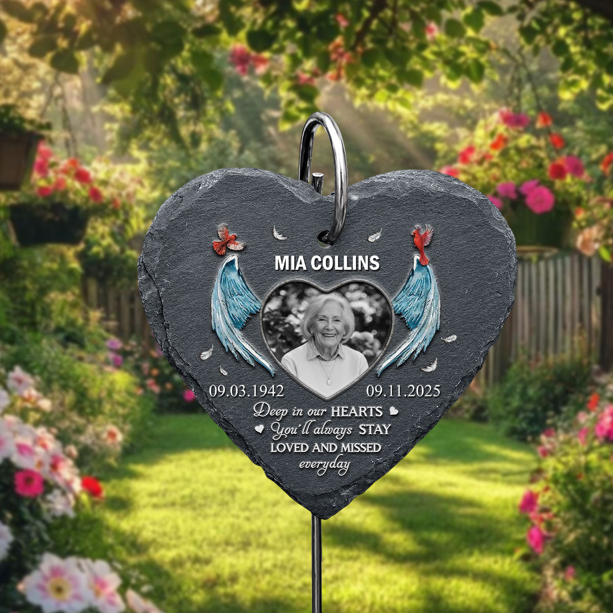 Custom Photo You Will Always Be Loved - Memorial Personalized Memorial Garden Slate & Hook - Sympathy Gift, Gift For Family Members