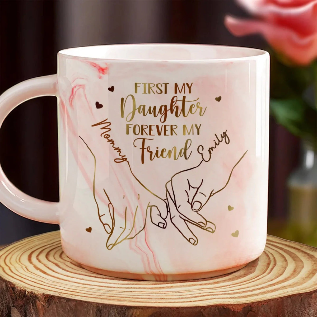 First My Daughter Forever My Friend - Personalized Marble Mug - Gift For Daughter