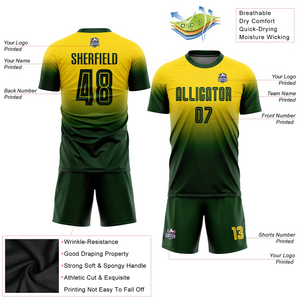 Custom Gold Green Sublimation Fade Fashion Soccer Uniform Jersey