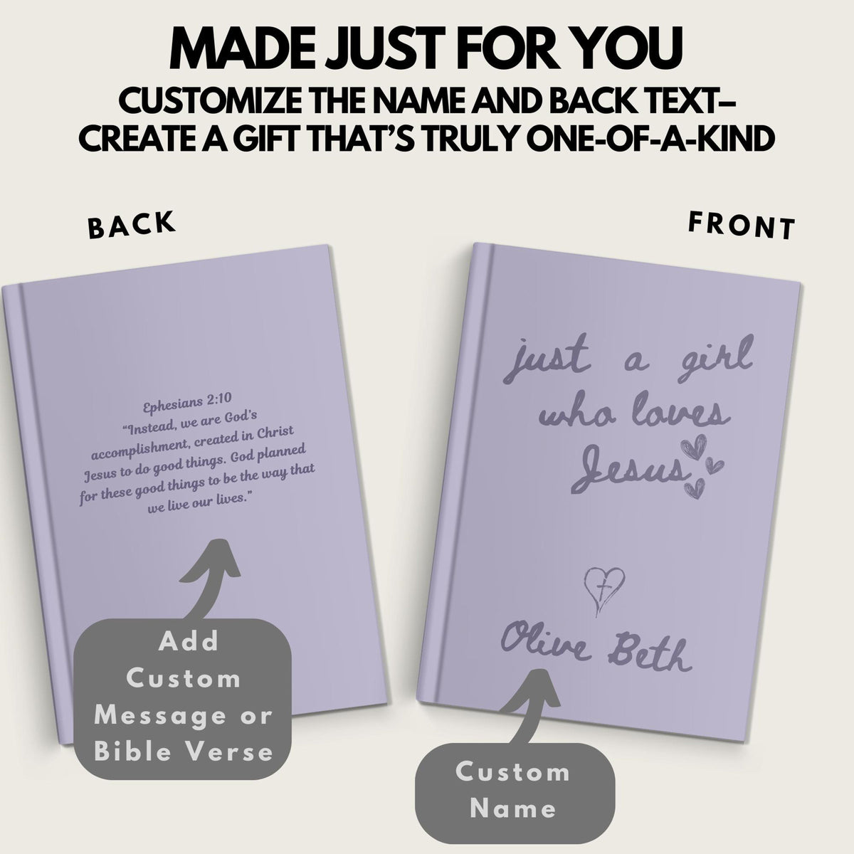 Christianity gifts for her-Personalized Christian Journal, Bible Study Notebook, Prayer Journal, Custom Name Girl Who Loves Jesus Book