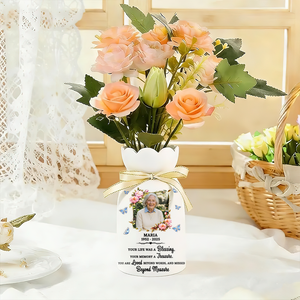 Blessing Memorial Personalized Ribbon Tie Flower Vase