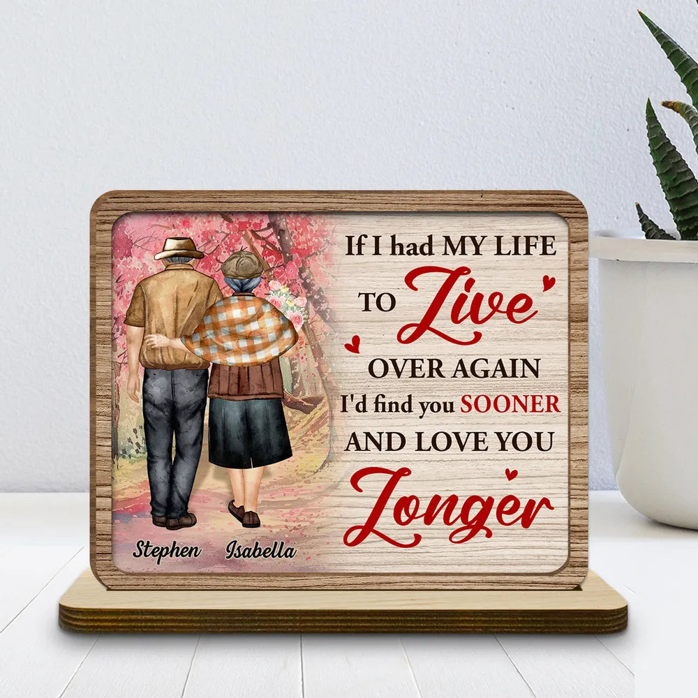 Love You Longer - Personalized Wooden Plaque - Valentine's Day Gift, Anniversary Gift For Couple