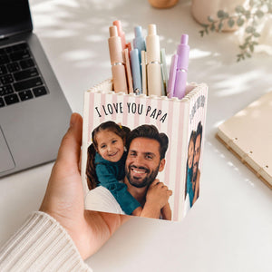 Personalized Photo Building Block Pen Holder, Best Dad Puzzle Block, New Dad Gift, Gift For Papa, Father's Day Gift For Dad, Husband