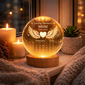 The Moment Your Heart Stopped - Personalized Crystal Ball Lamp - Memorial Gift
