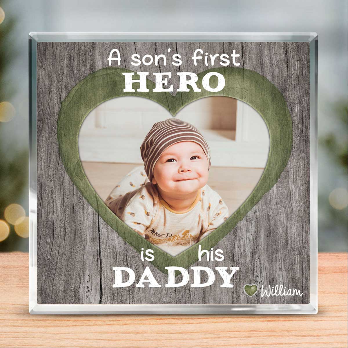 A Son's First Hero Photo Acrylic Block, First Fathers Day Gift From Baby Boy Baby Girl, Father's Day, Birthday Gift