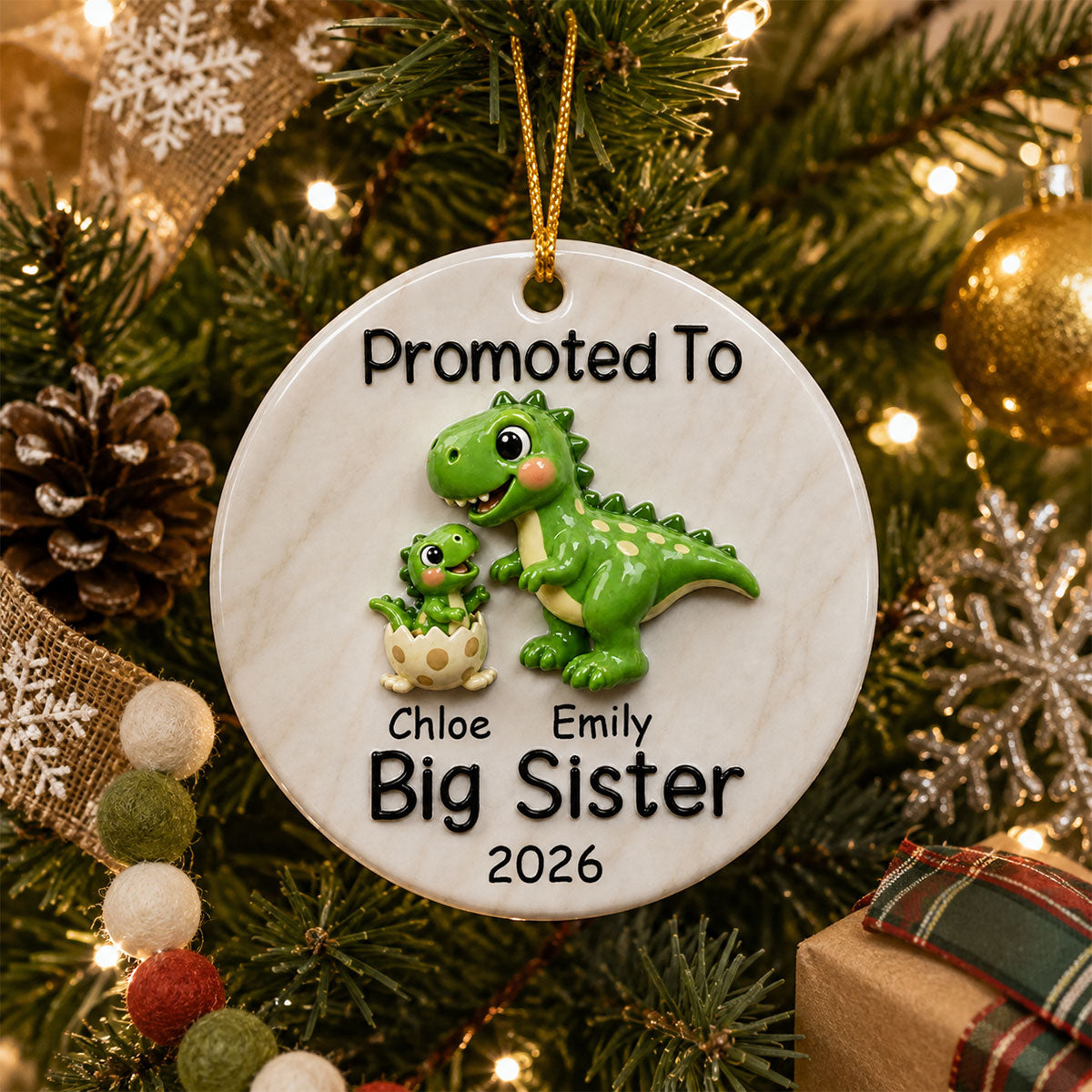 Promoted To Big Brother Big Sister - Real 3D Raised Ornament