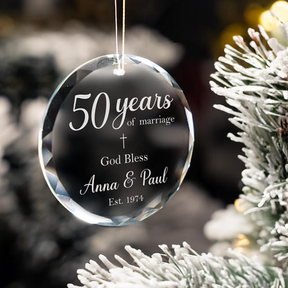 Custom 50th Wedding Ornament for Parents, Parents Golden Wedding Anniversary Gift, 50 Years of Marriage Gifts for Christian