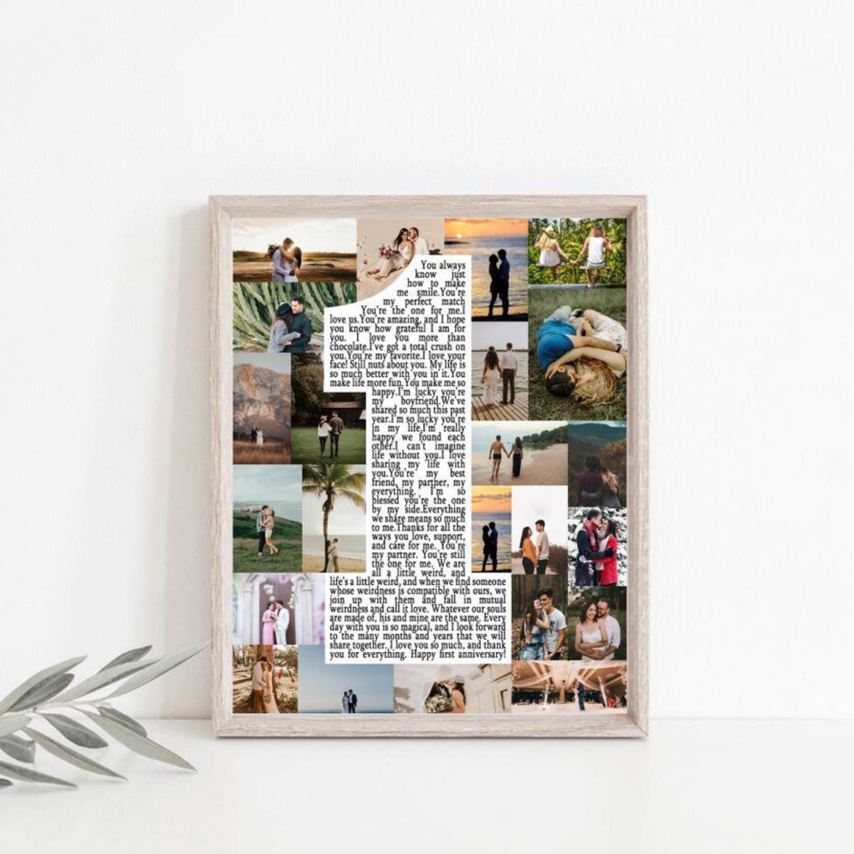 Custom First Anniversary Collage Canvas, One Year Anniversary Gifts for Couple, 1 Year Anniversary Gift for Boyfriend Girlfriend