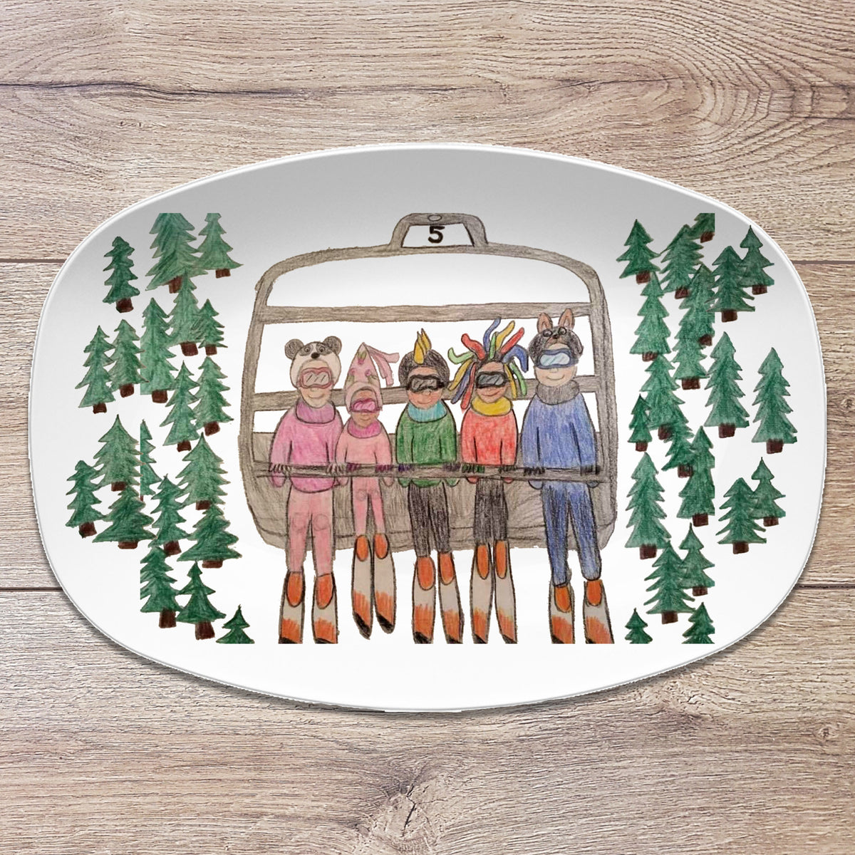 Custom Drawing Artwork Platter, Mother's Day gift, Father's Day gift, Birthday Gift, Christmas Gift For Family