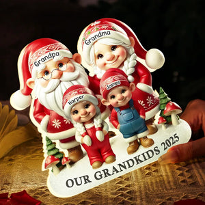 3D Effect Christmas Gnome Family - Personalized Acrylic Light Box - Christmas Gift For Grandparents, Mom & Dad