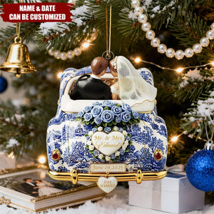 Just Married Toile de Jouy - Personalized Acrylic Ornament - Wedding Gifts For Couple