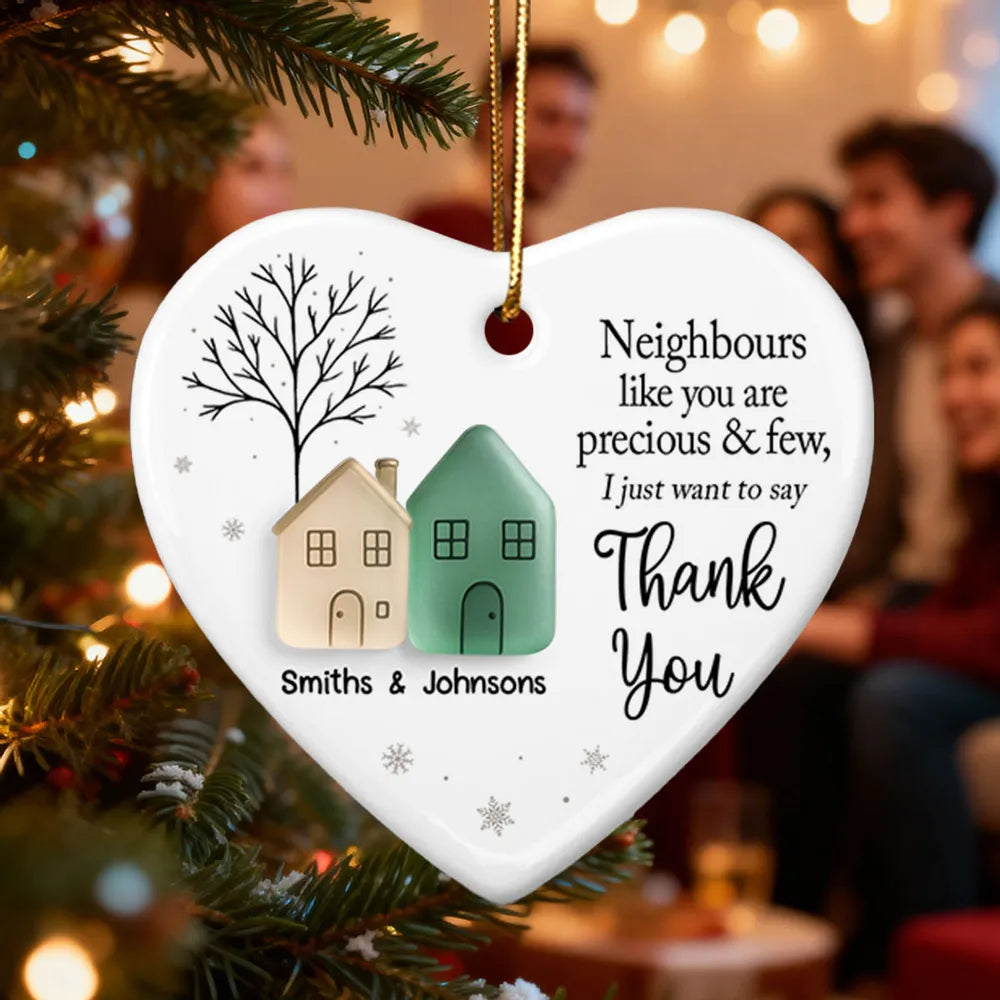 Thank You Neighbors Sea Glass Appreciation Gift - Personalized Ornament - Christmas Thank You Gift