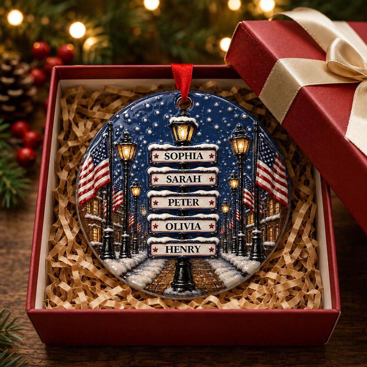 Winter Family Names Lamp Post Signs - Real 3D Raised Ornament