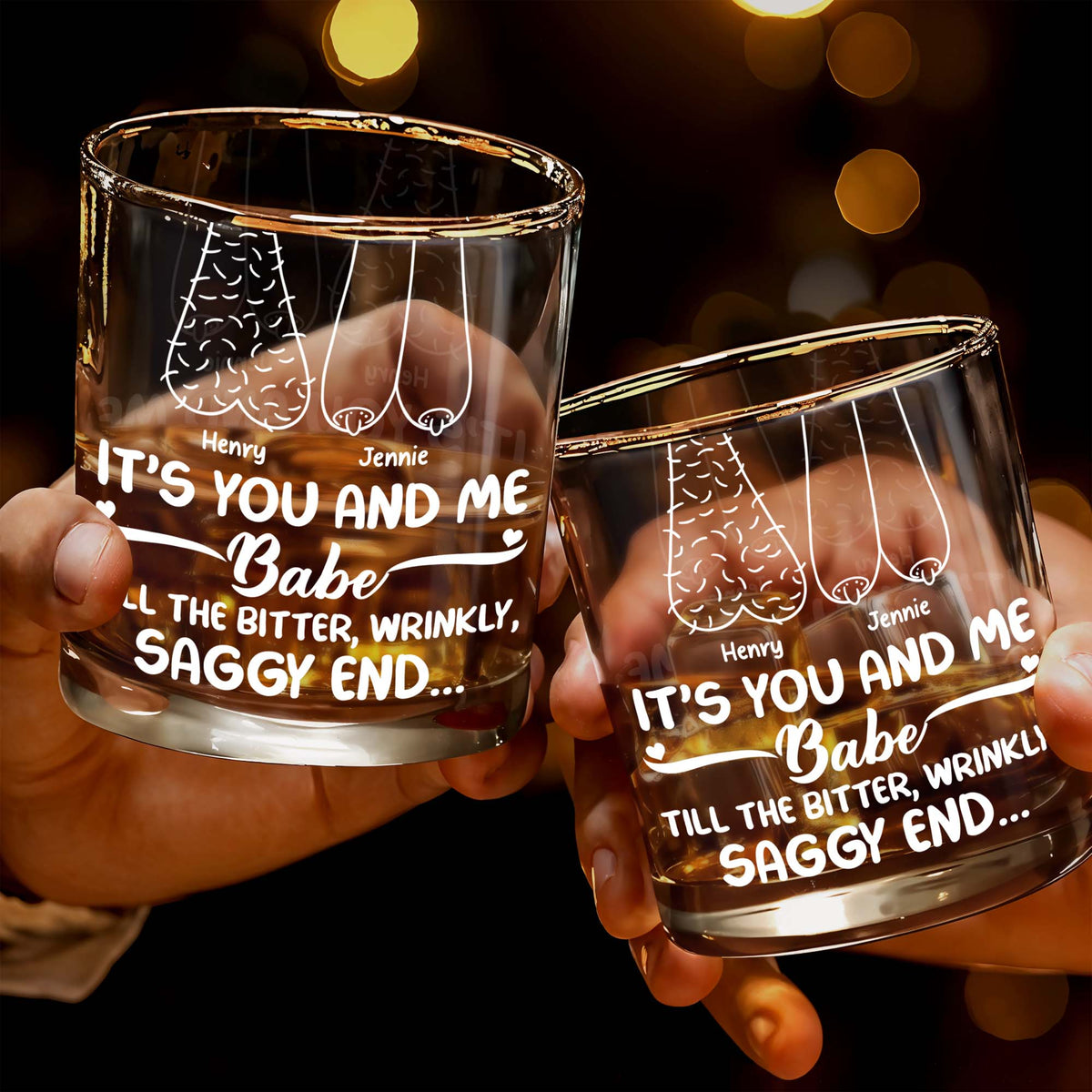 It's You And Me Babe, Personalized Whiskey Glass, Gift For Couple