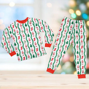 Nutcracker Christmas Pajamas, Preppy Coquette Candy Cane Christmas Long Sleeve Pajama Set, Family Christmas Pajamas, Matching Holiday PJs
