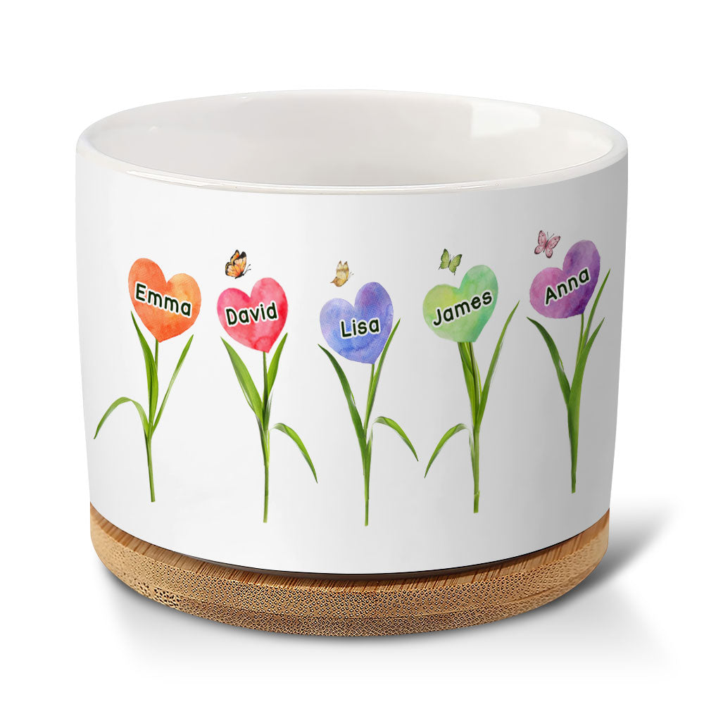 A Garden Of Love In Mom Grandma's Heart - Personalized Plant Pot - Gift For Grandma, Mommy