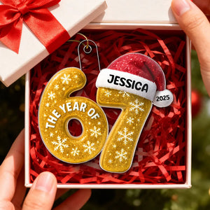 3D Glitter Effect 67 Six Seven 2025 - Personalized Acrylic Ornament - Funny Christmas Gift