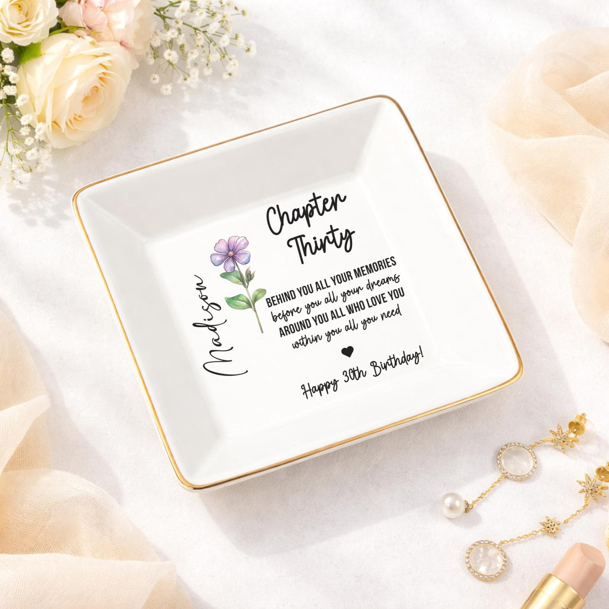 30th Birthday Gifts For Women, Personalized 30th Birthday Jewelry Tray, Thirty Birthday Ring Dish, 30th Birthday Gift for Her