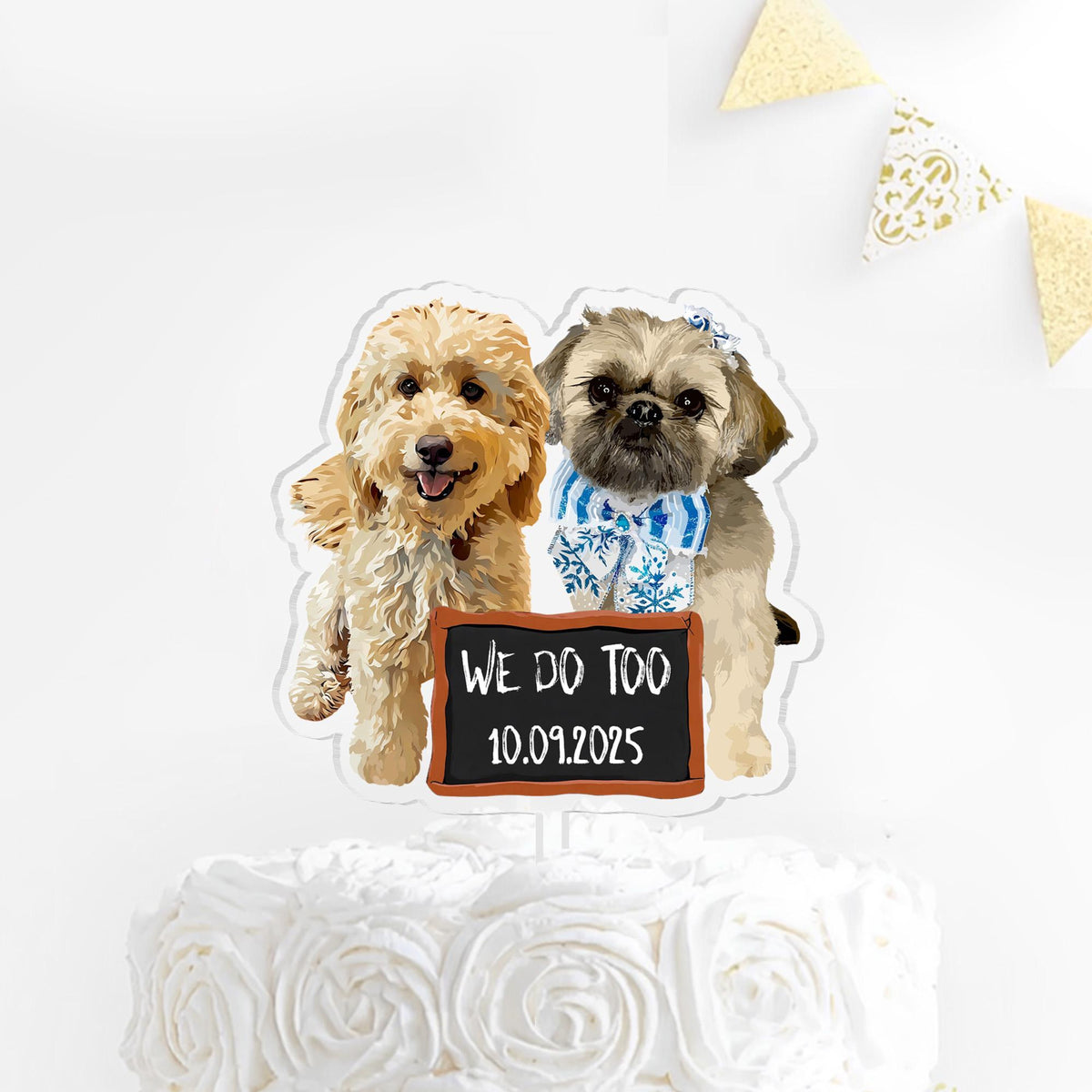 Personalized Pet Portrait Photo Wedding Cake Topper, Custom Dog Photo Cake Topper, Dog Owner Party Favors Decor, Wedding Party Favors