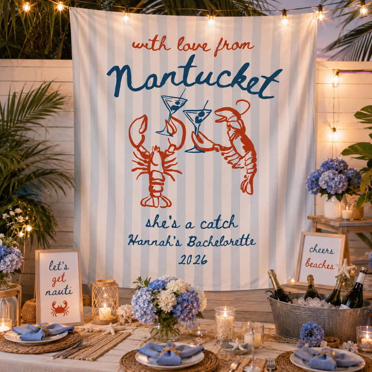 Personalized Coastal Bachelorette Banner | With Love From Bachelorette Party Banner | Beach Bach Weekend Decor