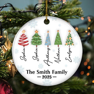 3D Effect Printed Family Christmas Tree Names - Personalized Ornament - Christmas Gift For Family