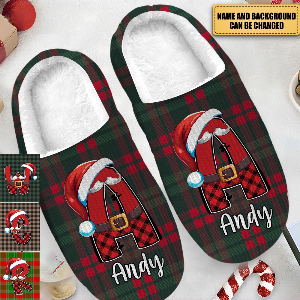 Custom Letter Christmas - Personalized Fleece Slipper - Christmas Gift For Family, Friends