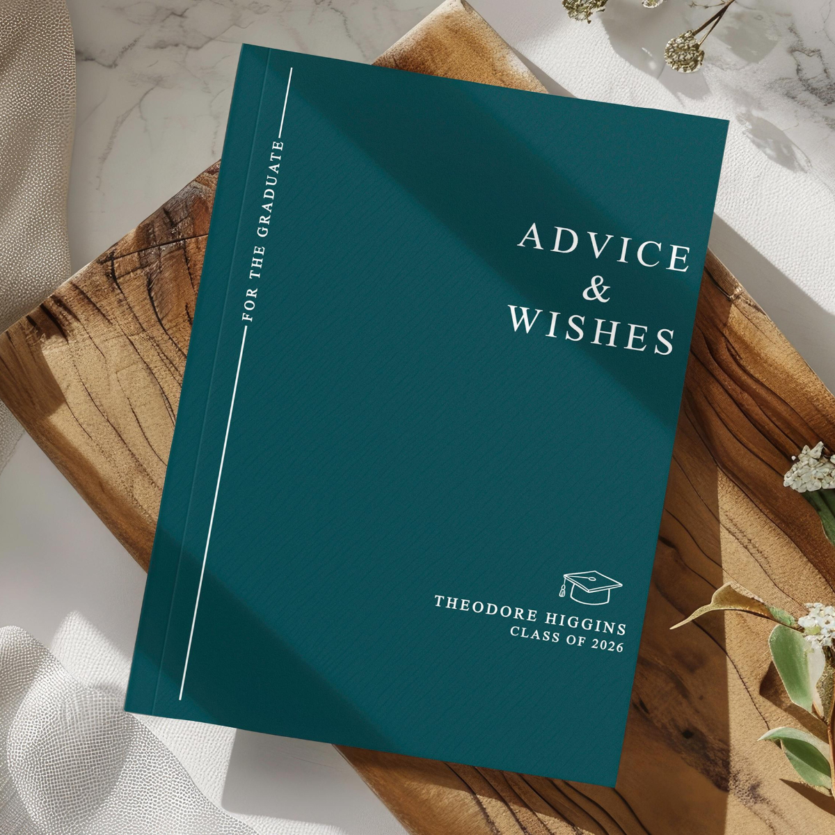 Advice & Wishes Graduation Book - Class of 2026 - Personalized Graduate Guest Book - His or Her Memory Keepsake