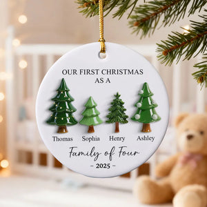 First Christmas As Family Christmas Tree 3D Effect - Personalized Ceramic Ornament - Christmas Decor For Family
