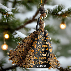She Who Kneels Before God - Personalized Acrylic Ornament - Christian Gift, Christmas Gift