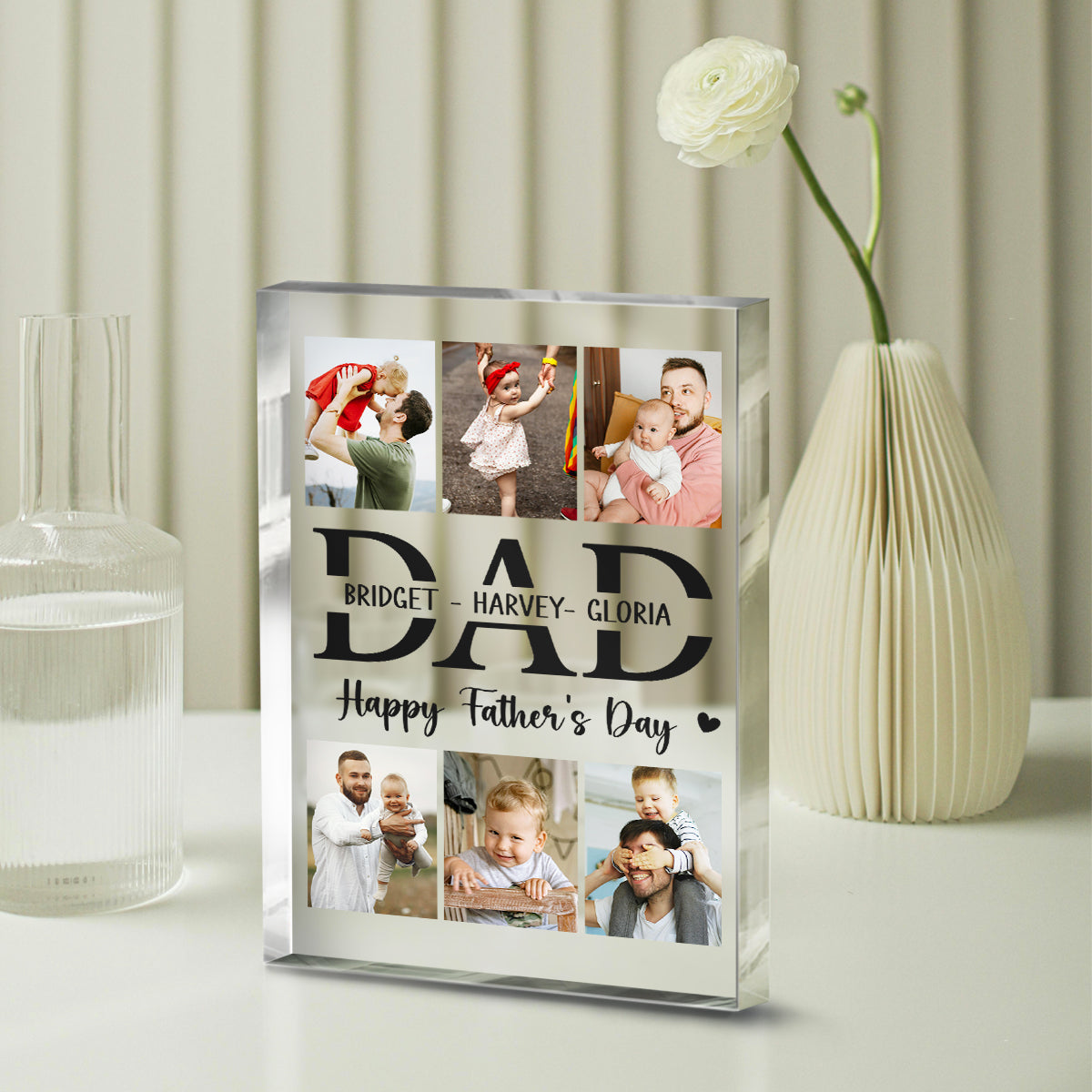 Happy Father's Day Photo Collage Personalized Acrylic Plaque, Dad Grandpa Gifts, Father's Day, Birthday Gift