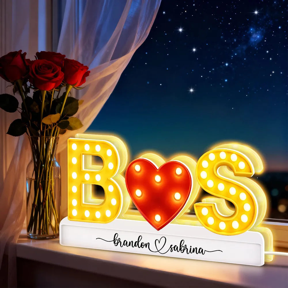 Eternal Love Couple Initials - Personalized Acrylic Light Box - Heartfelt Valentine's Day Gift, Anniversary Gift For Couple
