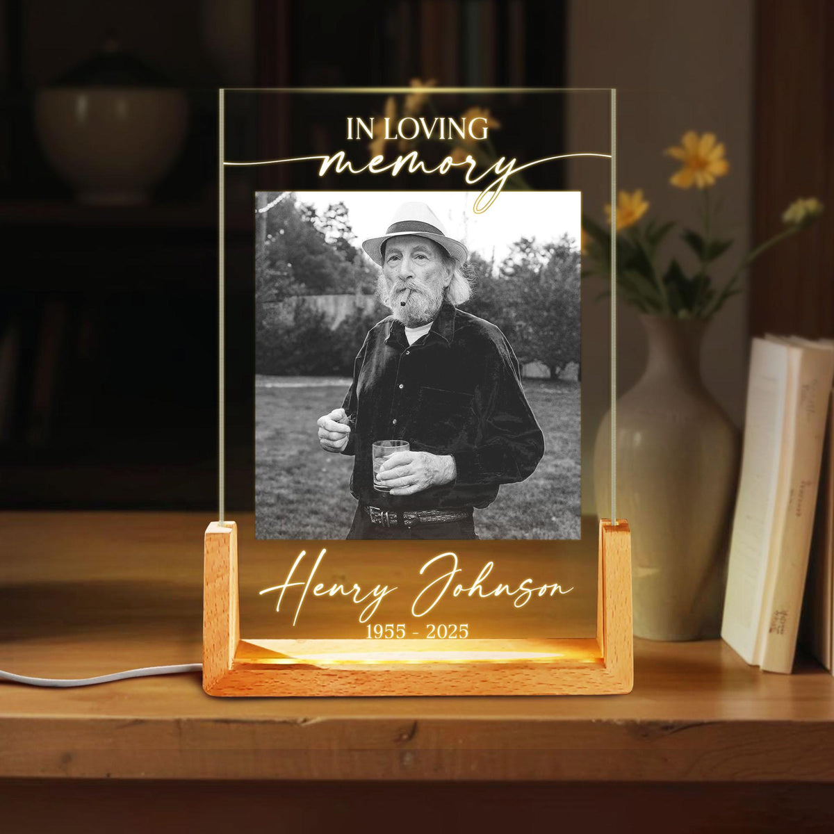 Custom Photo Memorial Night Light, Dad Mom Remembrance In Loving Memory, Memorial Picture Gift, Mom Loss Night Light, Loss of Father Gift