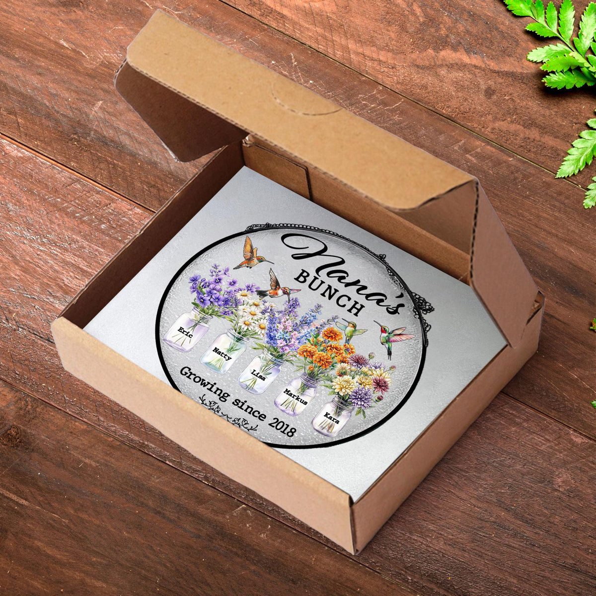 Nana's Bunch - Personalized Suncatcher Stained Glass - Window Hanging Decor Gift For Mom, Grandma, Mother's Day Gift