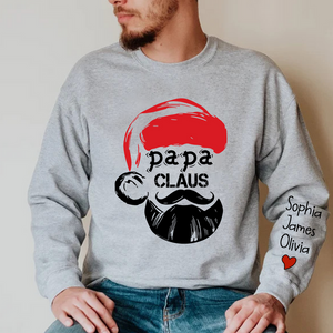 Merry Christmas Papa Claus - Personalized Front & Sleeves Shirt - Christmas Gift For Dad, Grandpa