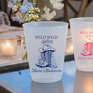Personalized Frosted Plastic Cups, Wild Wild Wife Bachelorette Cups, Cowgirl Western Bride Party Favor, Custom Bach Weekend Cups