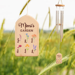 Grandma Mom's Garden Birth Month Flower With Kid Name - Personalized Windchime - Gift For Mom, Grandma, Mother's Day, Birthday Gift