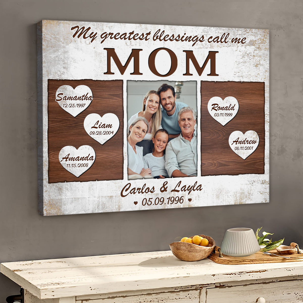 My Greatest Blessings Custom Family Photo - Personalized Canvas - Family Wall Art Decor, Gift For Mother