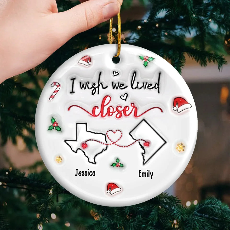 Long Distance Friends - Personalized 3D Inflated Effect Printed Ornament - Christmas For Friends, Besties, Family